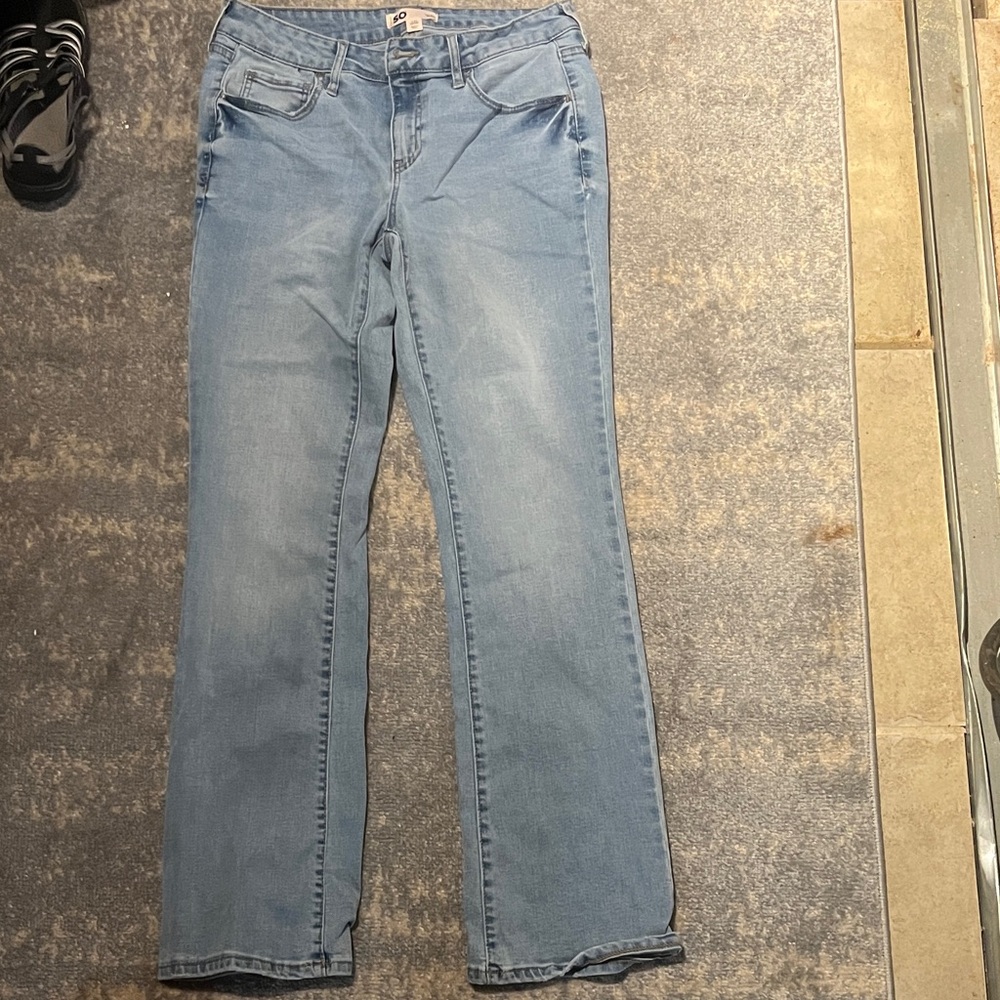 SO Women's Light Blue Wide Leg Jeans
